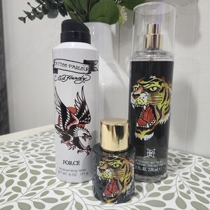Ed Hardy Tattoo Parlour Body Spray and Perfume Set - Black
